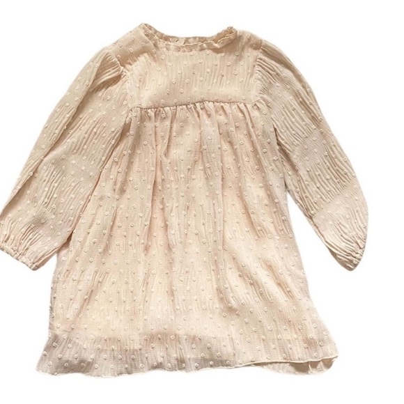 Zara pleated dotted mesh Girls ivory dress 4/5 years - Picture 3 of 3